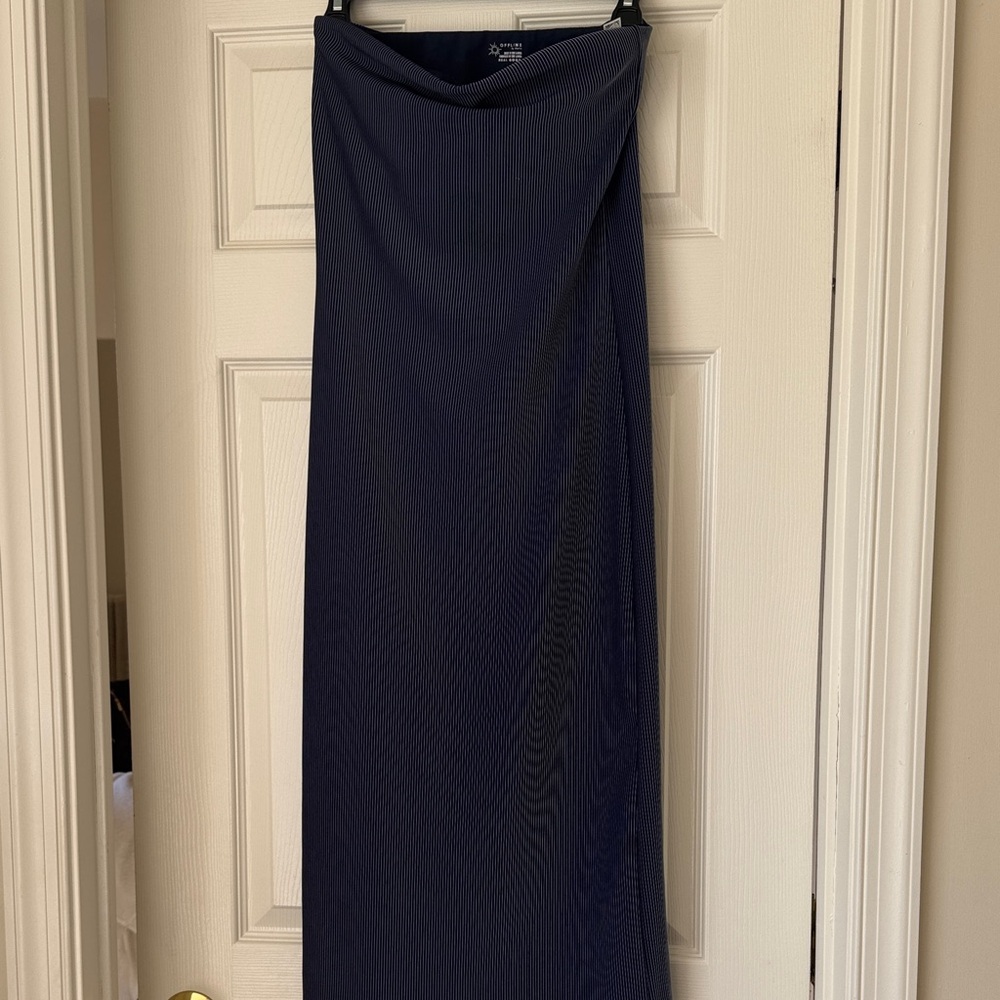 aerie Navy Ribbed Maxi Skirt
